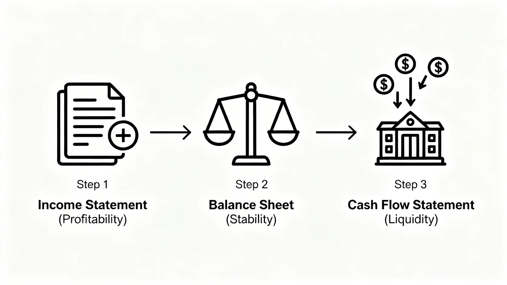 財經知識入門終極指南:一篇搞懂基礎分析方法與專家觀點解讀 4 財經知識入門,基礎財經分析方法,如何解讀財經觀點 解讀財務報表三部曲流程圖:盈利表、資產負債表、現金流量表。