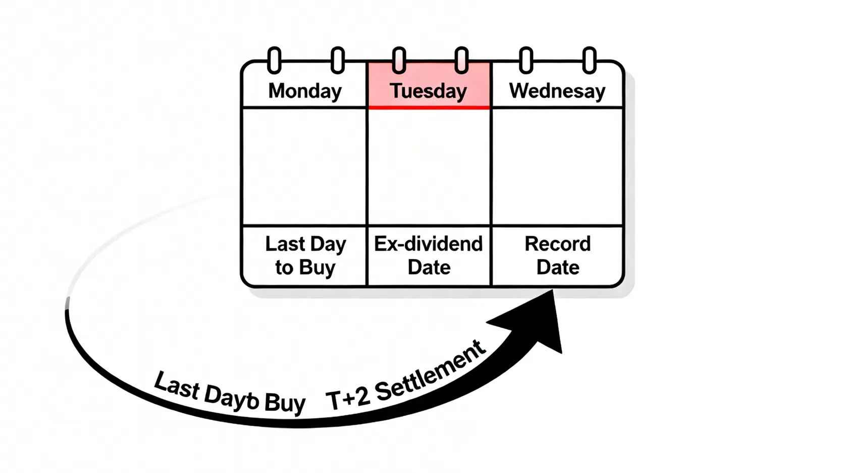 【收息攻略】除淨日、派息日、截止過戶日全解析!一文看懂股息發放流程 3 派息日,除淨日意思,截止過戶日期,股息發放流程 T+2交收制度示意圖,解釋了投資者必須在除淨日前一個交易日買入股票,才能確保在截止過戶日期登記在股東名冊上。