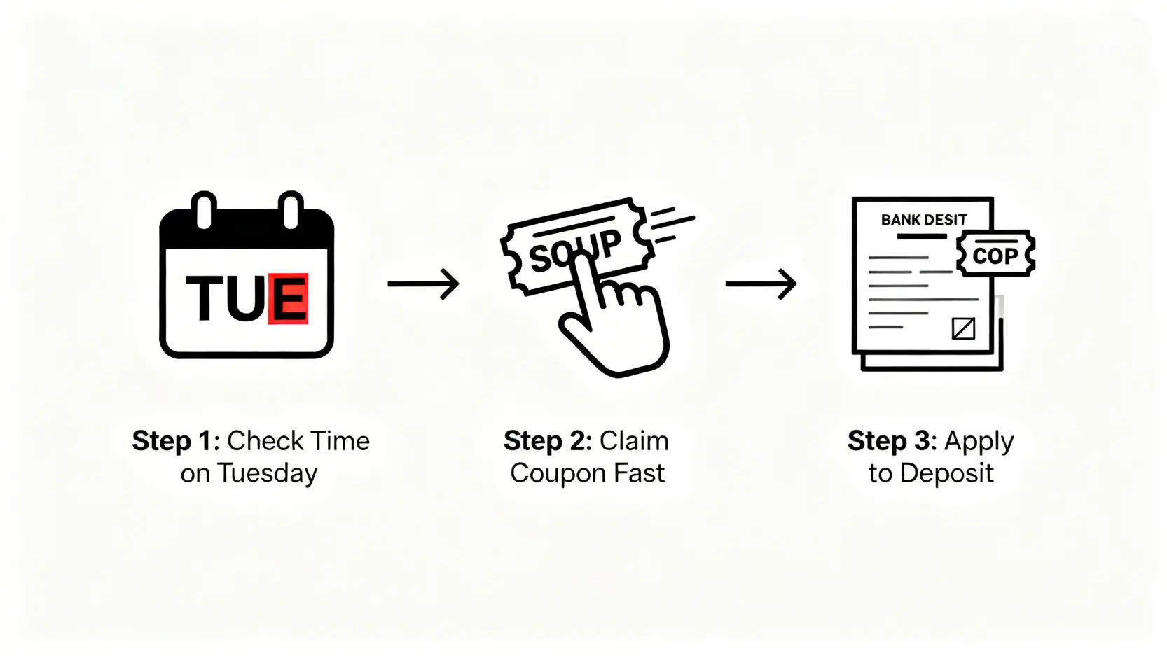 ZA Bank利率評價(2026) | 定存好唔好?一篇睇清開戶優惠、活期定期真實利率 3 ZABank利率評價,ZABank定存好唔好,眾安銀行定期存款,ZABank開戶優惠 ZA Bank「加息星期二」活動的三個步驟流程圖:留意時間、鬥快領取、即時使用。