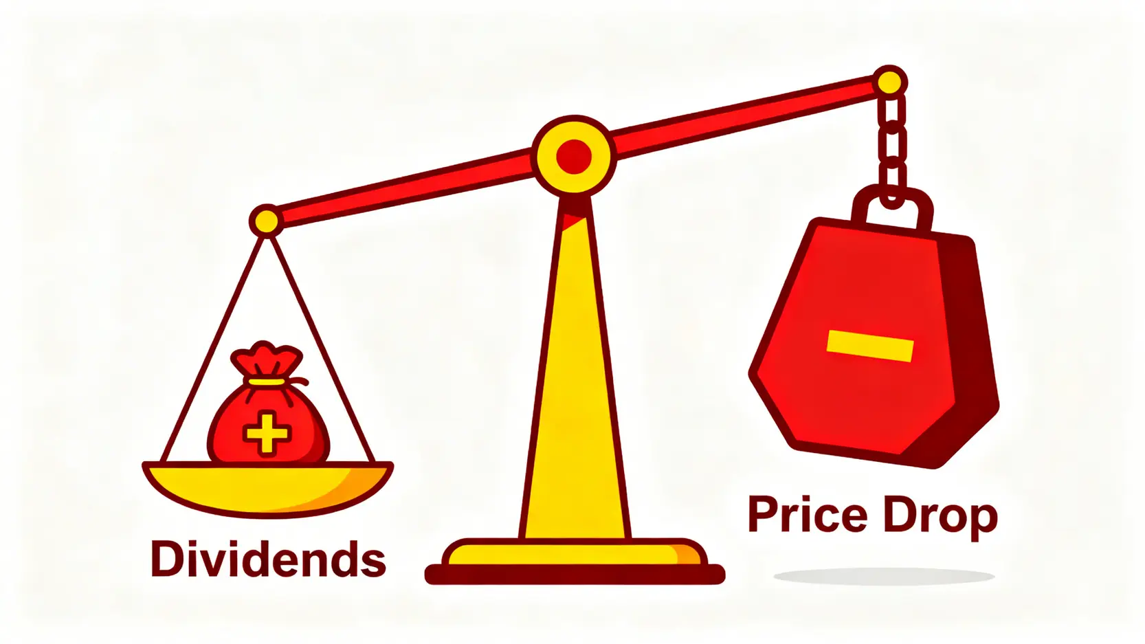 【收息攻略】收息股vs定期存款點揀好?一篇搞懂高息股好處壞處與風險 4 收息股vs定期存款,股票收息風險,高息股好處壞處,投資收息股新手入門 「賺息蝕價」風險示意圖,顯示股價下跌的損失遠超過收到的股息。