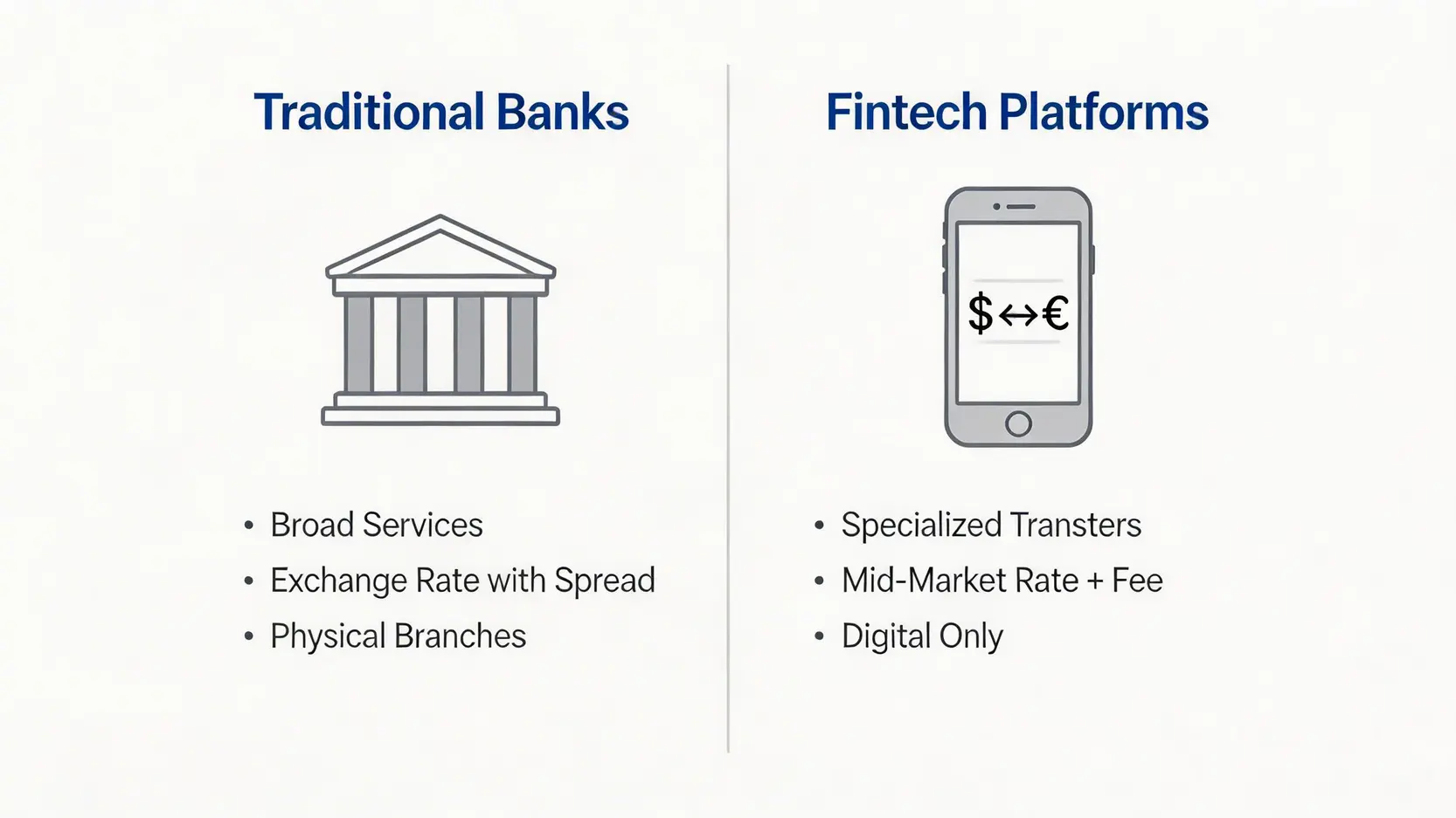 【2026外幣戶口比較】Citibank/HSBC/Wise開戶教學、手續費及唱錢攻略 3 外幣戶口比較,開外幣戶口教學,綜合貨幣戶口用途,海外提款手續費 傳統銀行與金融科技平台在外幣服務上的對比圖,比較服務、匯率及實體網絡。