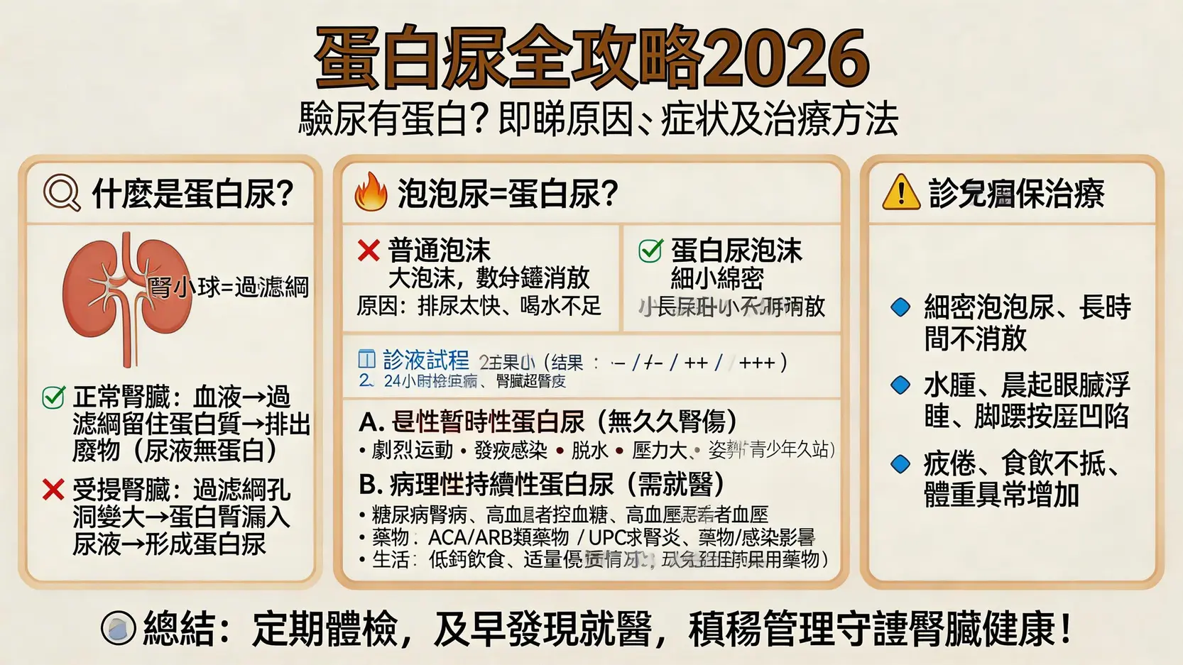 蛋白尿全攻略2026:驗尿有蛋白?即睇原因、症狀及治療方法 1 蛋白尿原因,蛋白尿症狀,驗尿有蛋白,泡泡尿 蛋白尿全攻略2026:驗尿有蛋白?即睇原因、症狀及治療方法