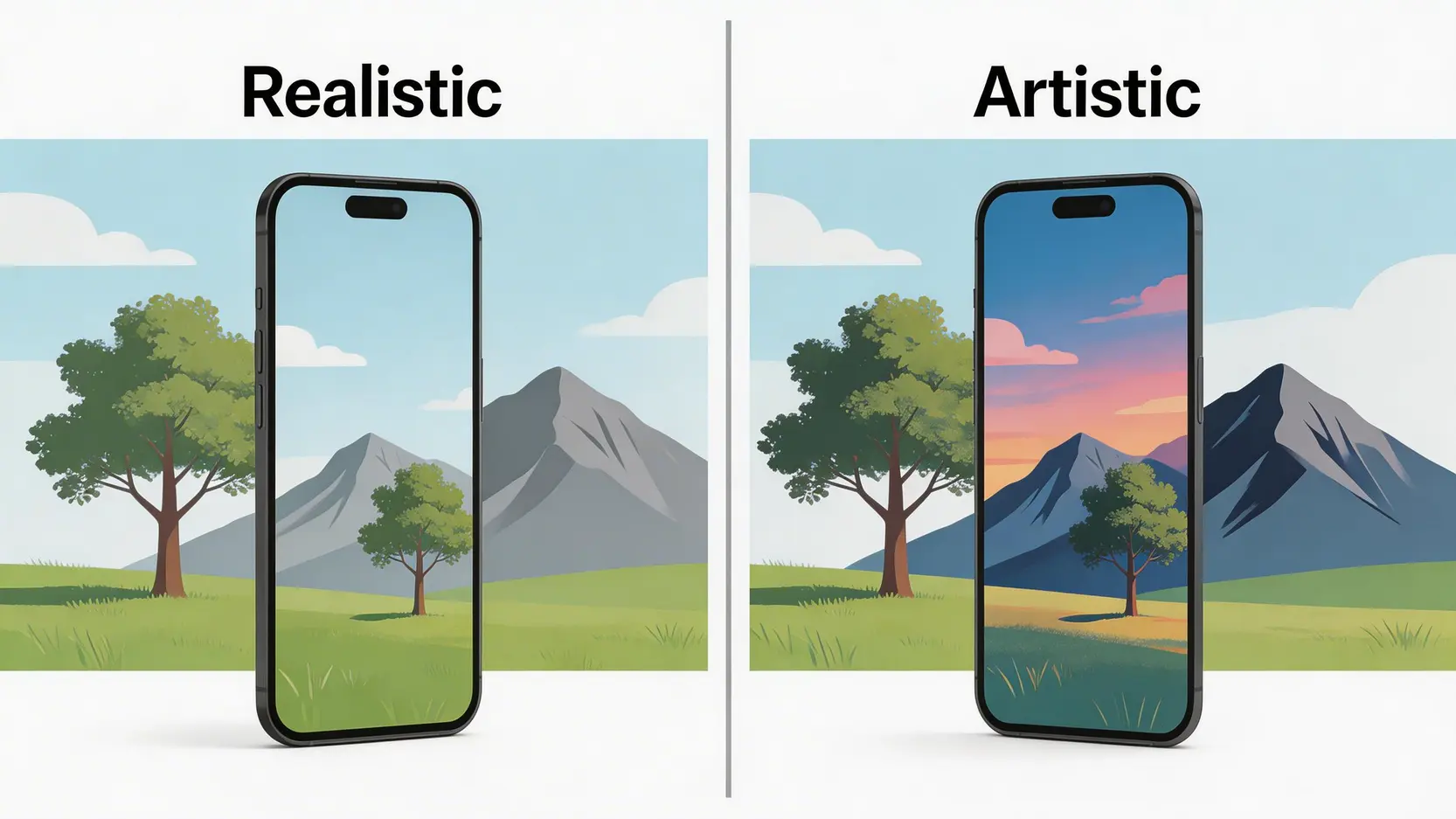 iPhone 18 Pro vs HUAWEI Pura X2 終極對決:2026旗艦手機攝影、性能、價格全方位比較 3 iPhone18ProVS-HUAWEIPuraX2,旗艦手機比較,攝影手機推薦 蘋果與華為攝影哲學對比示意圖,左邊展示蘋果追求的真實還原,右邊展示華為追求的藝術創作風格。