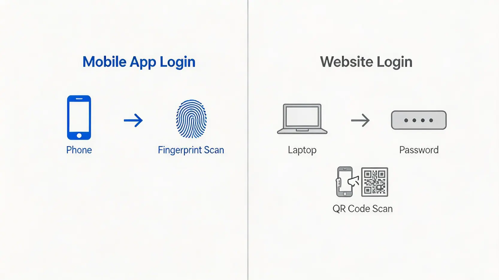 網上理財教學2026:滙豐個人網上理財登入、中銀轉數快、大新App開戶全攻略 3 滙豐個人網上理財登入,中銀網上理財教學,大新銀行網上理財,手機理財App 對比圖,展示滙豐銀行手機App登入(使用生物認證)與網頁版登入(使用密碼和保安編碼)的流程。